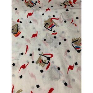 Vintage Abstract Pattern Cotton Fabric 1/2 yard 44" Wide Red & Black Accents